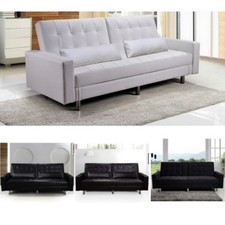 Divano letto con vano contenitore 196cm ecopelle microfibra soggiorno sofa |pr