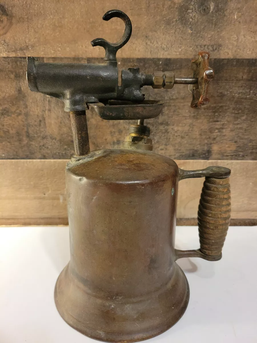 Rare ANTIQUE Gasoline Brass Blow Torch Welding Soldering Gas Vintage Tools USA