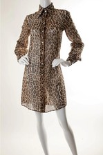 Dolce & Gabbana - Sheer Leopard Print Button Down Shirt Dress