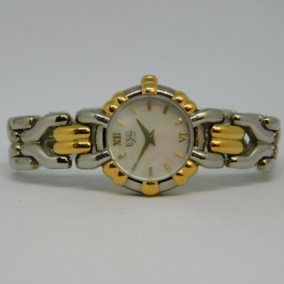 ESQ Swiss 100520 Two Tone Quartz Analog Women's Watch Sz. 5 1/2'' New Battery