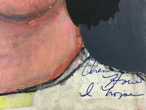 Original Acrylic Portrait Collage Painting Hope Naive Art Miz Katie - Picture 4 of 14