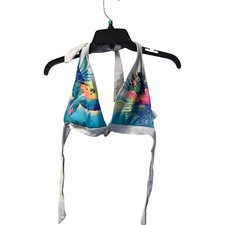 2 Pc Set Halter Neck Swimsuit Bikini Bottom Womens Size L Multicolor Tropical