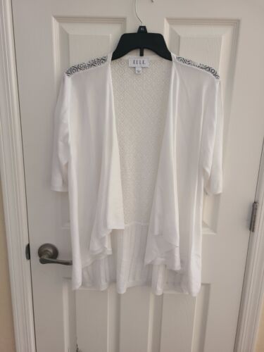Elle "Open Front White Sweater" - SZ. L