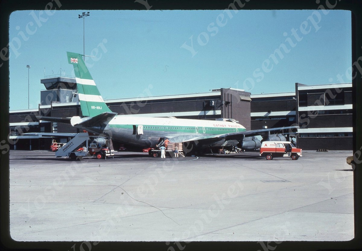 sl93 Original slide 1980's Cathay Pacific 707 vrhhj 987a | eBay