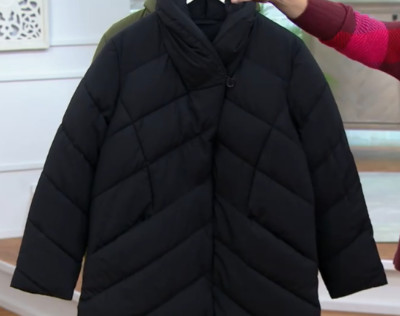 Dennis Basso Puffer Coat, Water Resistant Relaxed Fit, BLACK, MEDIUM A556116
