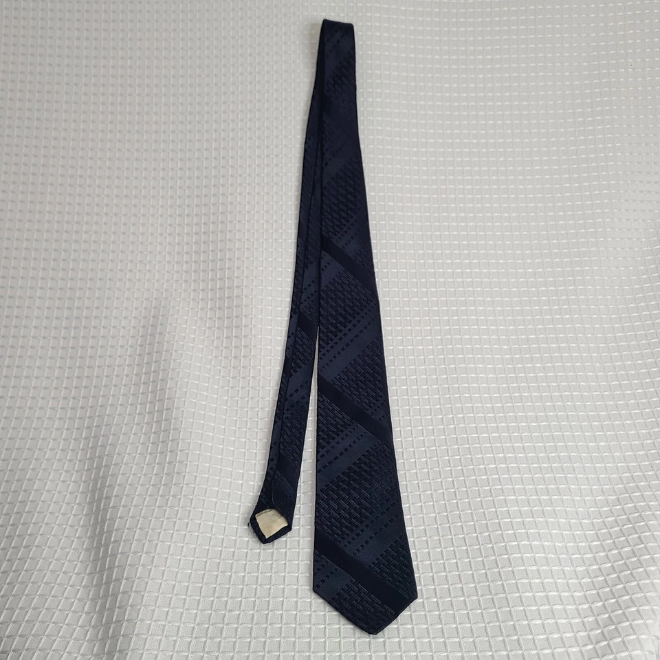 Usado en Excelente Condición Corbata Bergere Para Hombres Corta Azul Oscuro Poliéster Textura Pesada 52"x3.25" Foto 3 de 4