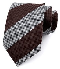 Men's Modern Stripe Ties Woven Pattern Business Formal One Size Brown Grey