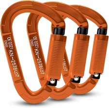 FVW 3 Pieces Heavy Duty Climbing Carabiners, 25KN UIAA Certified Auto Locking...