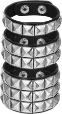 3 PCS Punk Rock Studded Bracelets Set Spiked Studded Bracelet Cuff 80s Emo Goth