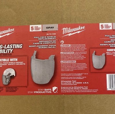 Milwaukee Tool 48-73-1446 Gray Full Face Shield Replacement For Helmet 10 Pc