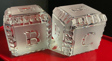 Waterford Crystal ABC  s Baby Block Cube Paperweight Alphabet Signed 2.5 inches