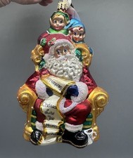 Peekin’ Pals Ornament Christopher Radko Elves Santa w List Box Tag 2010 Retired