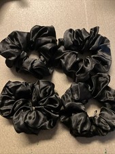 Satin Black Scrunchies Set Of 4