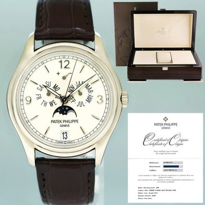 MINT 2013 PAPERS 5146G Patek Philippe White Gold Ivory Annual Calendar 39mm Moon
