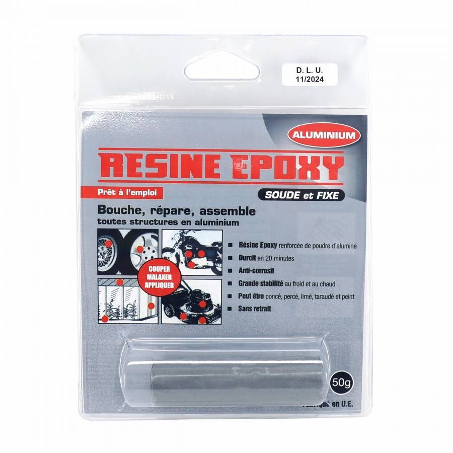 Résine époxy Pressol 50g plaquette thermoformée aluminium 145x30mm