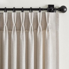 Pinch Pleated Linen Curtains 96 Inches Long for Living Room 2 Panel Set Oatme...