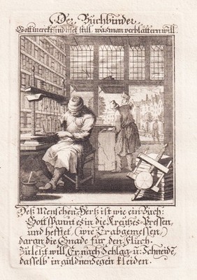 Buchbinder bookbinder bookbinding Buchbinderei binding Weigel engraving 1698.