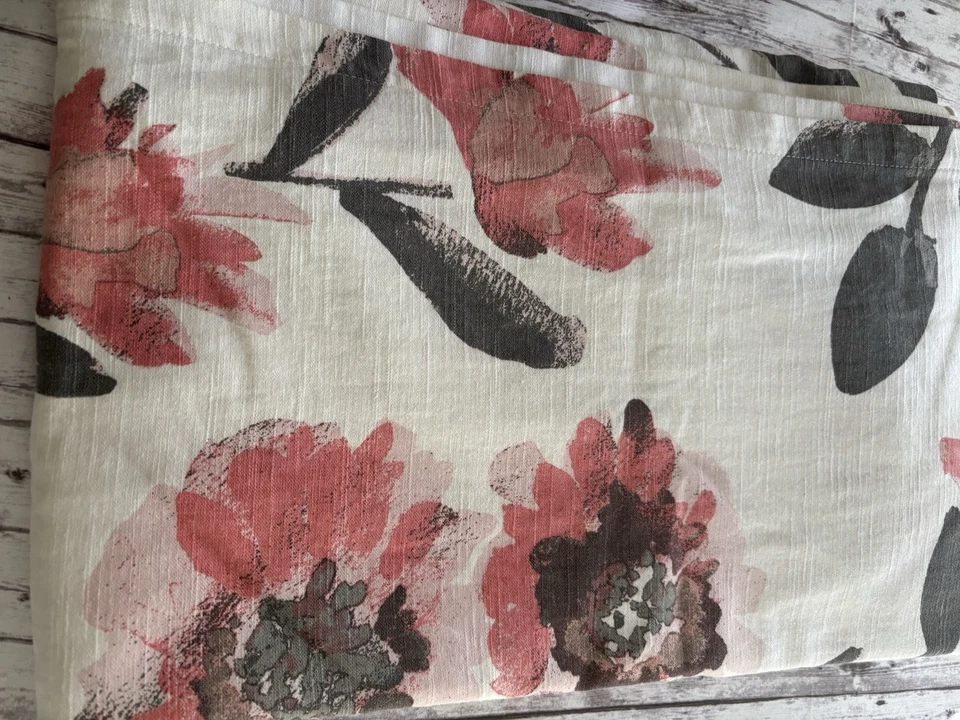 PAR de paneles de cortina de ventana florales coral crema (54"x84") objetivo umbral Foto 2 de 4