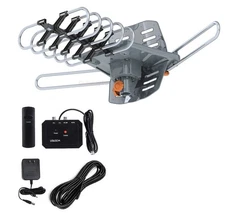 HDTV Outdoor Antenna Motorized Amplified Digital 200 Mile 360° Rotation UHF VHF
