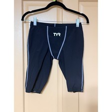TYR Mens FINA Approved Jammer Swim Shorts Black Grey Size 30 Competitive