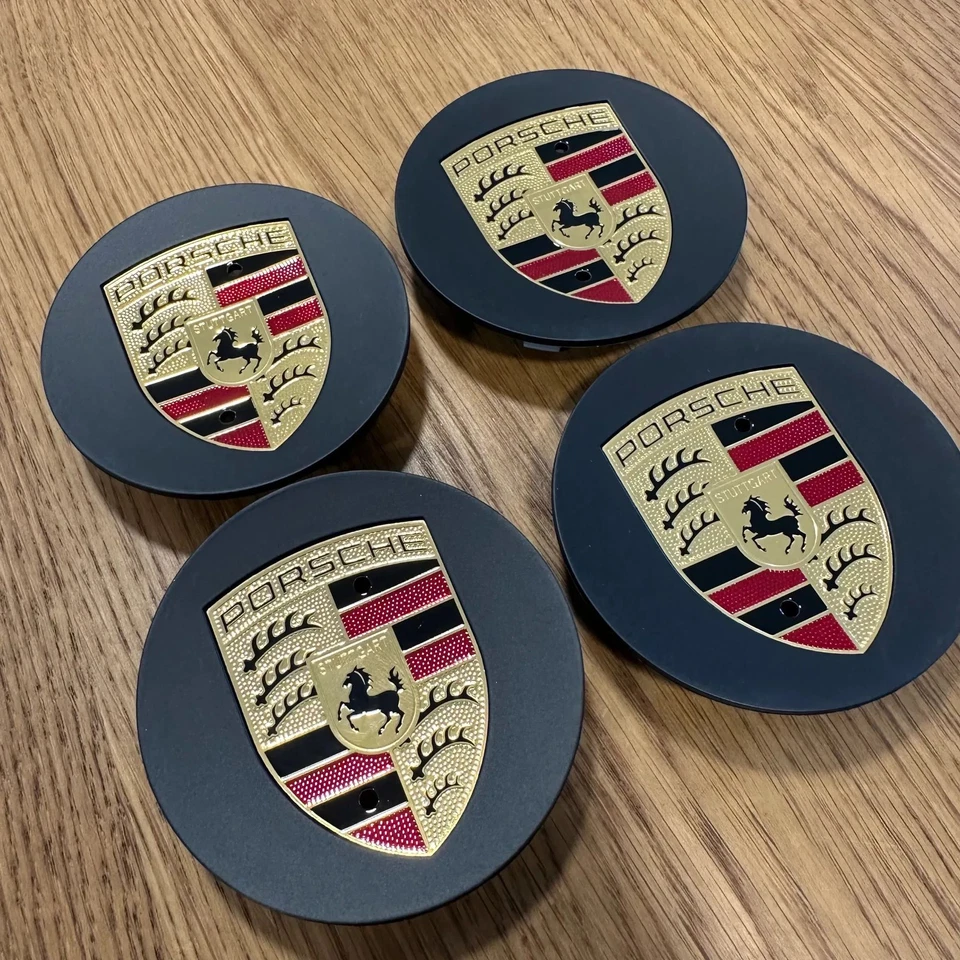 4x coprimozzo originale Porsche copricerchio nero 911 9P1601147A - Immagine 3 di 4