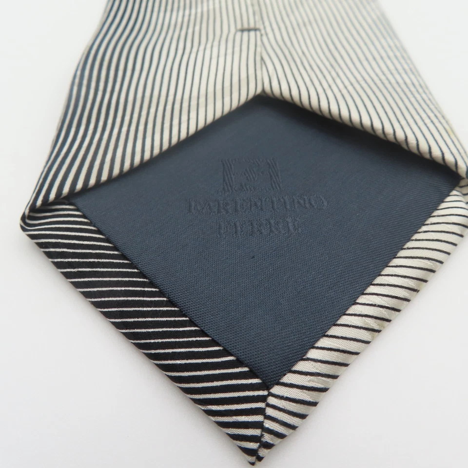 Corbata Farentino Ferre Seda Negro Blanco Rayas 3.75" Ancho 57" Largo Foto 4 de 4