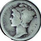 1917 S MERCURY DIME - 90% SILVER - 17.9 mm - 2.50 g - DM 093