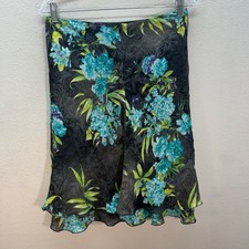 VTG Y2K Fairy Skirt Size 8 Floral Chiffon Midi Flounce Flutter Hem Cottagecore