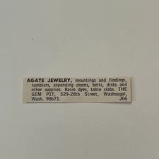 The Gem Pit Agate Jewelry Mountings and Findings Washougal WA 1968 Ad SAH8-S48
