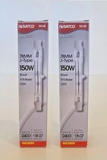 2x Satco S3135 78mm Clear Bulbs 150W 120V T3 Double Ended R7s