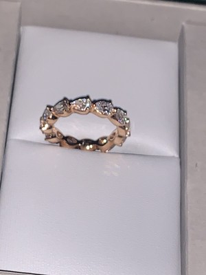 Ring 14 Karat Gold Rosa Größe 6 1/2 Diamanten Lab Created 3 kt gewachsene Brillanz  