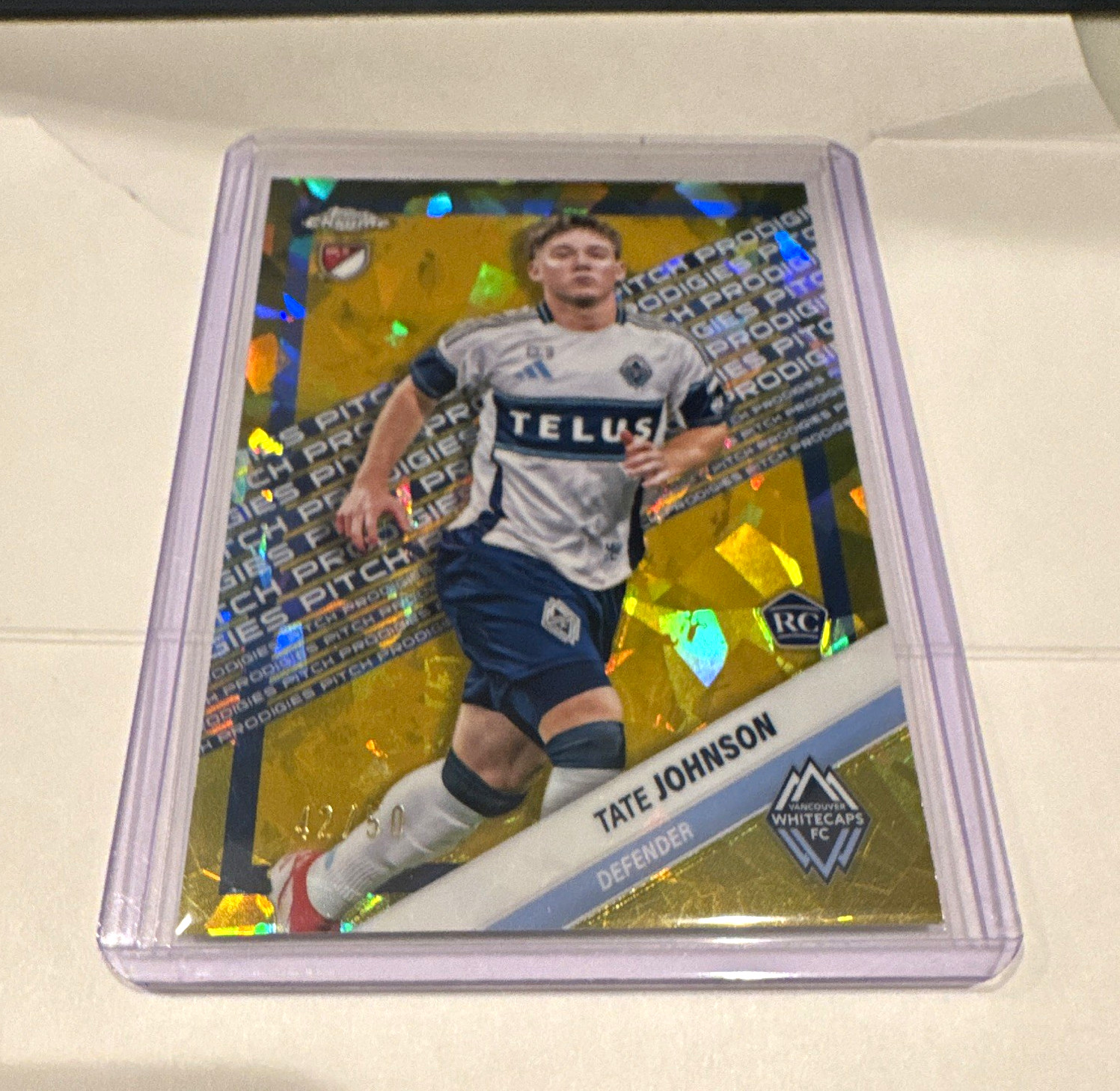 Topps 2025 Chrome MLS Sapphire Pitch Prodigies Tate Johnson RC #189 /50