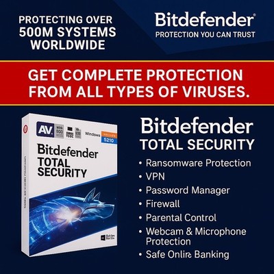 Bitdefender Total Security Protection- 3 Years 3 Devices