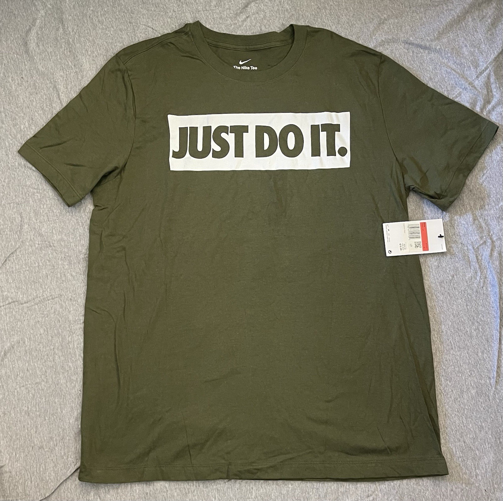 Nike Men's Green Cotton Graphic 'Just Do It' T-Shirt Size L Short Sleeve