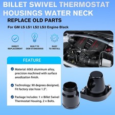 For Gm Ls Engine Swivel Thermostat Housings Water Neck 90 1.5 Black For Gm Ls Engine Swivel Thermostat Housings Water Neck 90 1.5 Black
