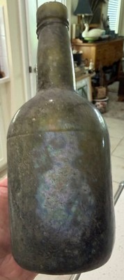 Antique Old Green Applied Top Pontil Bottom Beer Bottle 1800s Beauty! 8  tall
