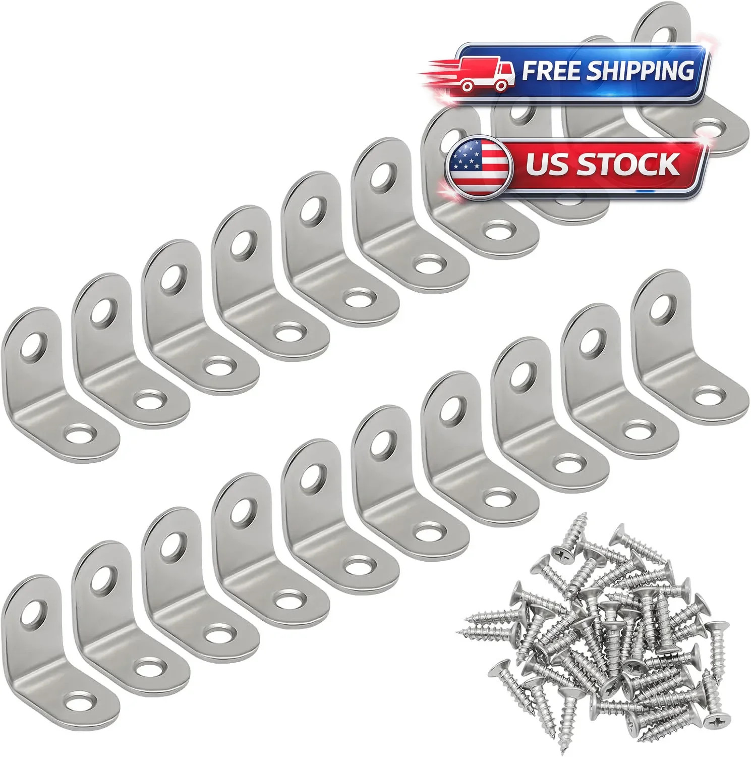 20Pcs 1 Inch Stainless Steel L Brackets Corner Brace 20x20mm Furniture