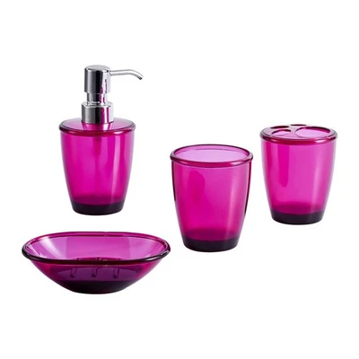 Ensemble d'accessoires de salle de bain acrylique vin rouge 4 pièces ensemble gobelet moderne - Photo 1/4
