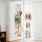 Coat Rack 6 Tiers Pole Corner Clothes Hanging Drying Adjustable Floor 2 Ceiling 