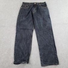 Rocawear Jeans Mens 36x32 Fits 34x31 Black Baggy Denim Y2K Streetwear