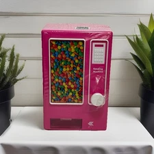 NEW Small Pink Desktop Candy Machine Snack Dispenser Gum Balls Pull Handle