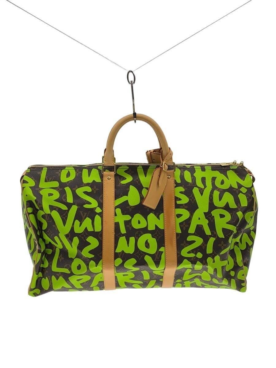LOUIS VUITTON Boston Bag Keypall 50_Monogram Graffiti PVC Brown Used