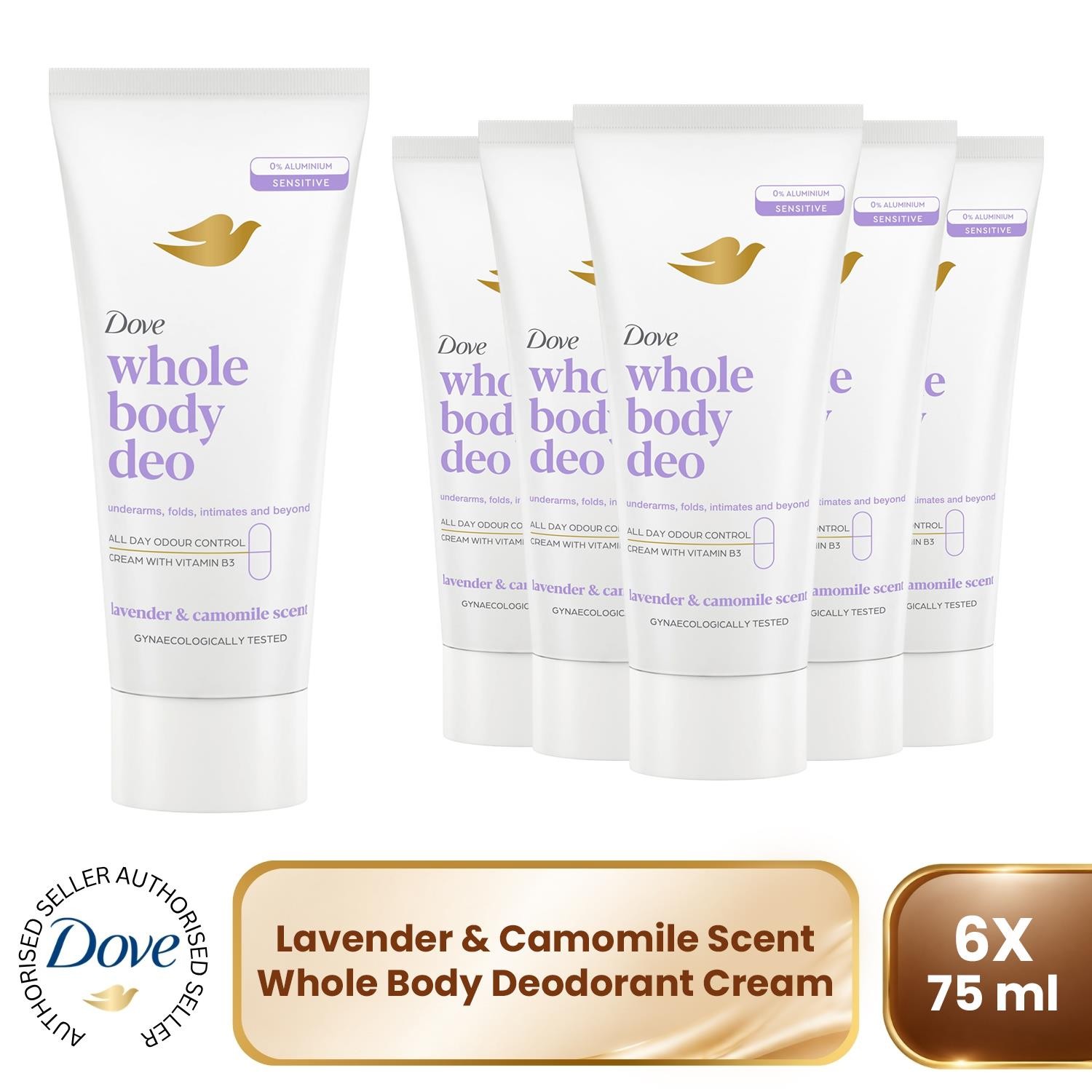 Dove Lavender & Camomile Whole Body Deodorant Cream 0% aluminium deodorant with vitamin B3 for all-day odour control 75 ml - Image 5