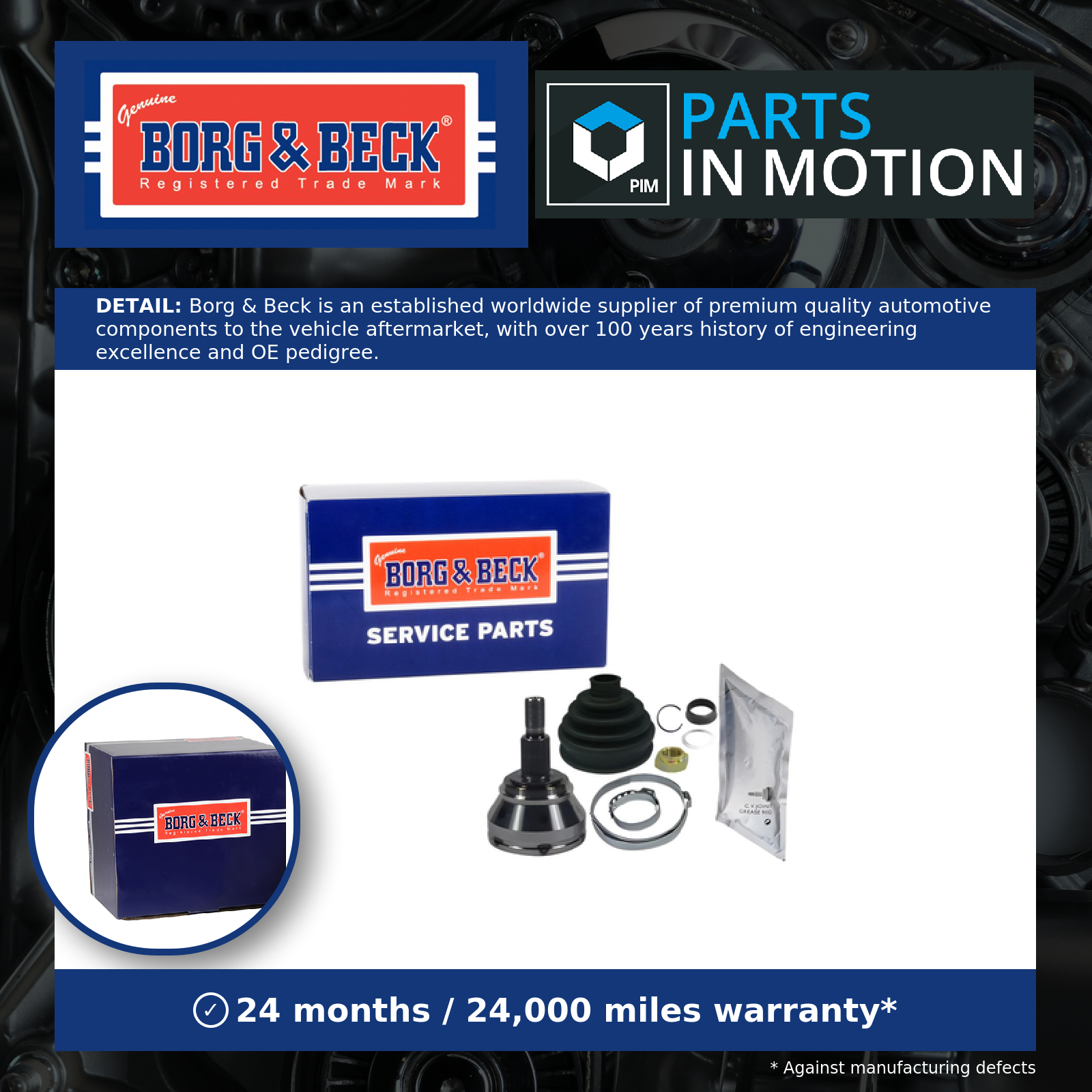 CV Joint Front Outer BCJ1209 Borg & Beck C.V. Driveshaft 1J0498099H 1J0407311R