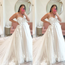 Sweetheart Wedding Dresses Church Sweep Train Elegant Tulle Lace Bridal Gowns