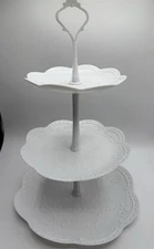 Dessert Cupcake Stand 3 Tier Plastic Cup Cake Holder Tower White decorative