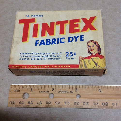 Tintex Vintage Tinted Fabric Dye #16 Orchid w/Full Pouch Retro Advertisement