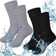 Jeyiour Unisex Waterproof Socks, 2 Pairs for Skiing, Hiking, Fishing-Men Women