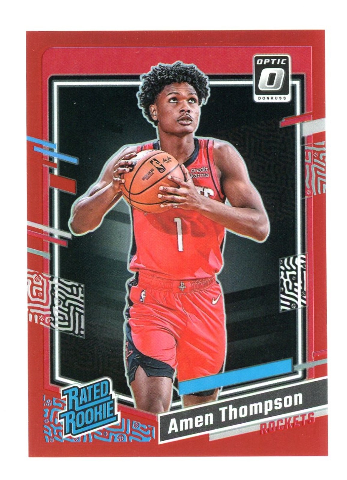 2023-24 Panini Donruss Optic #229 Amen Thompson Red Prizm /99 RC Rated Rookie
