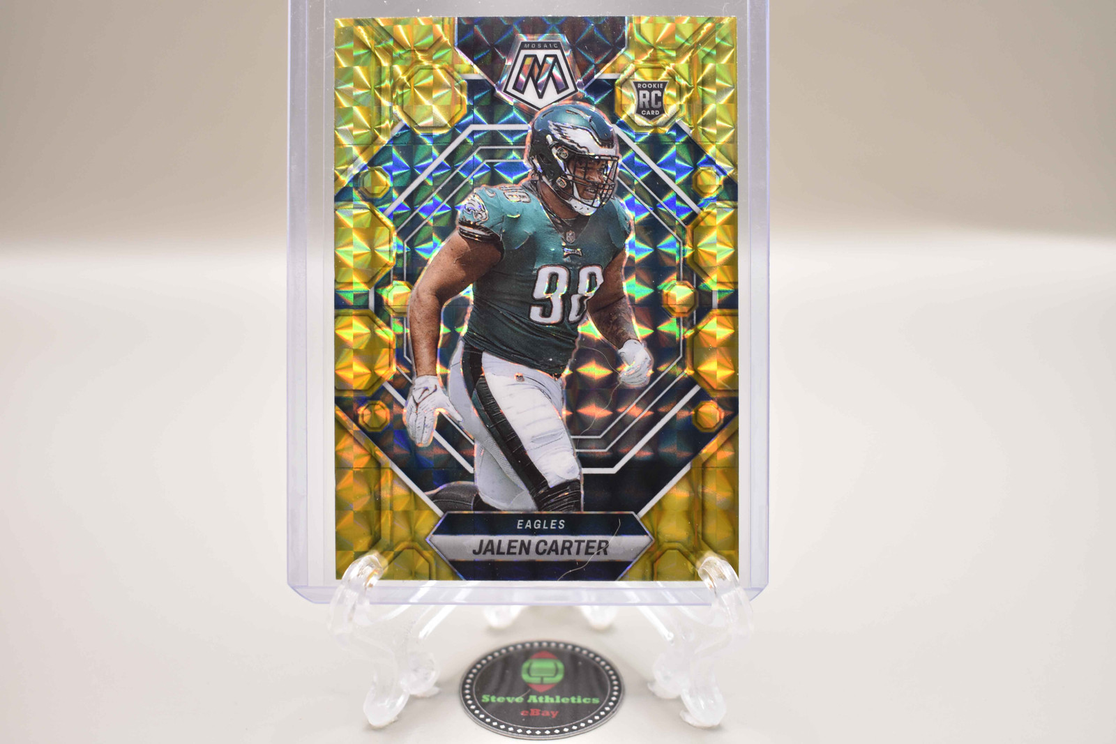 Jalen Carter Eagles 2023 Panini Mosaic Yellow Reactive Rookie Parallel RC #328